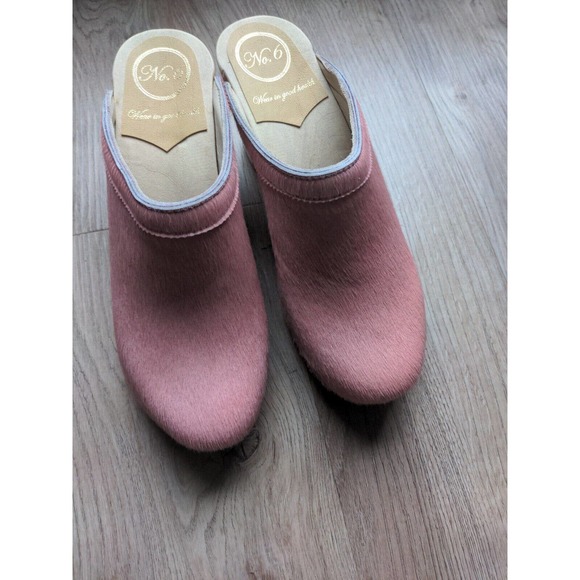 No.6 Old School Clogs High Heel Pink Pony Hair Womens 7.5 - 8 EU 38 - Picture 10 of 16